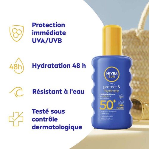 Nivea Crème solaire spray  FPS 50+ Protect & Hydrate 200ml