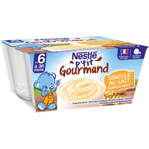 Nestlé P'Tit Gourmand Semoule au Lait dès 6 Mois 4x100g