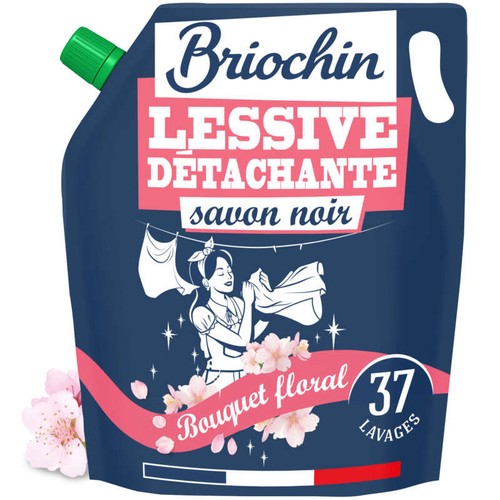 Briochin Recharge lessive au savon noir 1,7L - Parfum bouquet floral