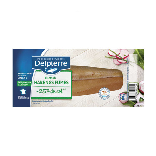 Delpierre Filets de Hareng Fumé Doux Sans Arêtes -25% de Sel 170g