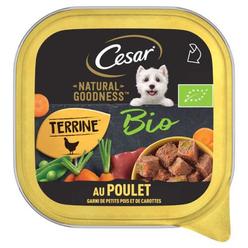 Cesar Terrine au Poulet garni de Petits Pois & de carottes 100g - Chien Adulte