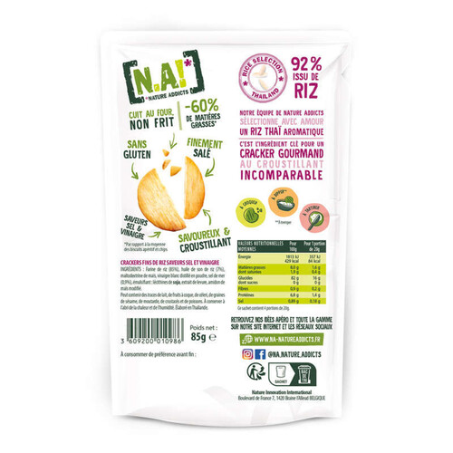 Nature Addicts Rice Crackers saveurs sel & vinaigre 85g