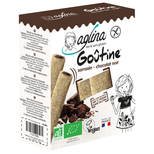 Aglina Biscuits Sarrasin Fourrés Chocolat Noir Bio Sans Gluten 125G