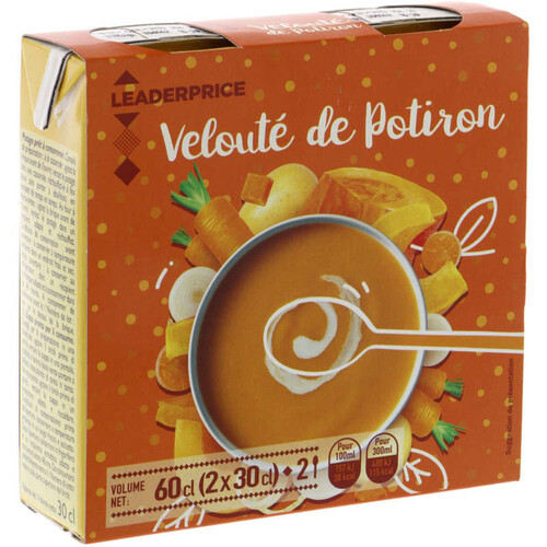 Leader Price velouté potiron 2x 30cl