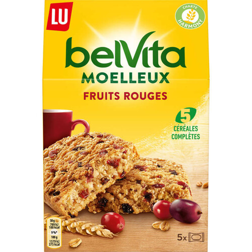 Belvita Biscuits Moelleux Aux Fruits Rouges Et 5 Céréales Complètes 250G