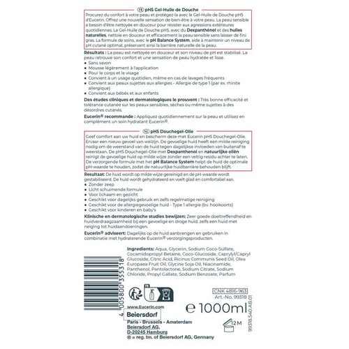 Eucerin pH5 Gel-Huile de Douche 1L