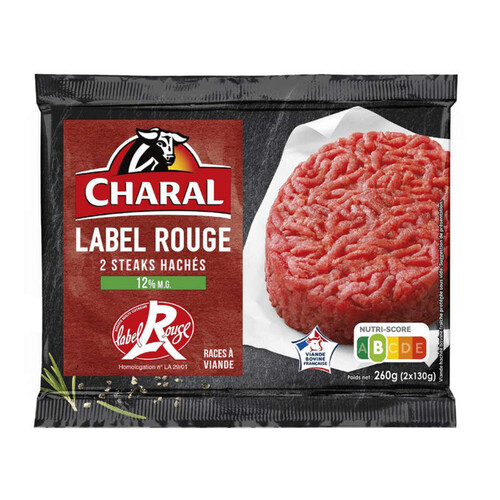 Charal Steak Haché Label Rouge 12% MG x2 260g