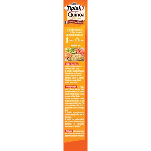 Tipiak Quinoa 2 Sachets Cuisson, Prêt En 6 Minutes 200g