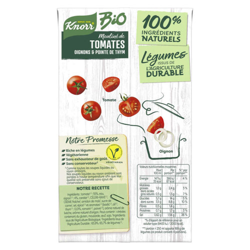 Knorr Soupe Liquide Mouliné de Tomates Oignons et Pointe d'Herbes Bio 1l