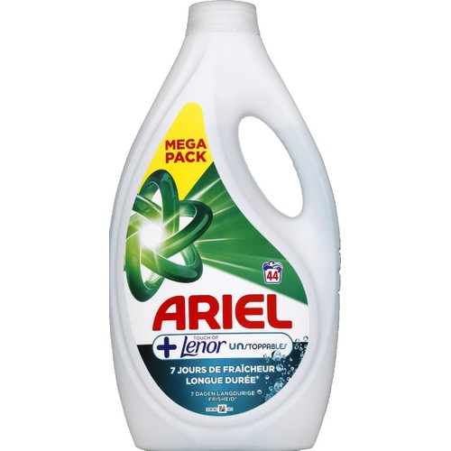 Ariel Liquide détergent + Touch of Lenor unstoppables x44 Lavages