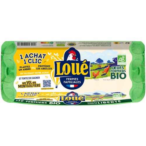 Les Fermiers de Loué Œufs Bio Calibre Moyen x10