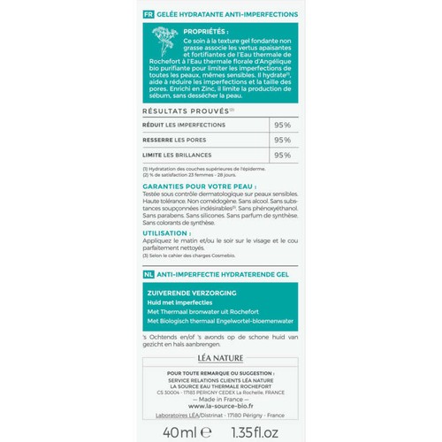 La Source Soin Pureté Gelée Hydratante Anti-Imperfections Bio 40Ml