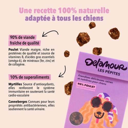 Delamour friandises pour chiens - Les Pépites Poulet 75g