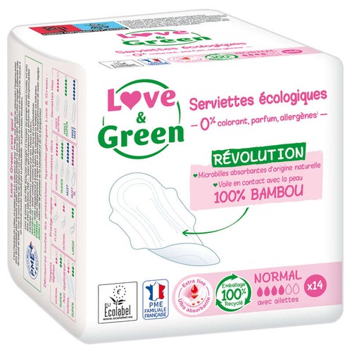 [Para] Love and Green Serviettes Hypoallergéniques Normal X14