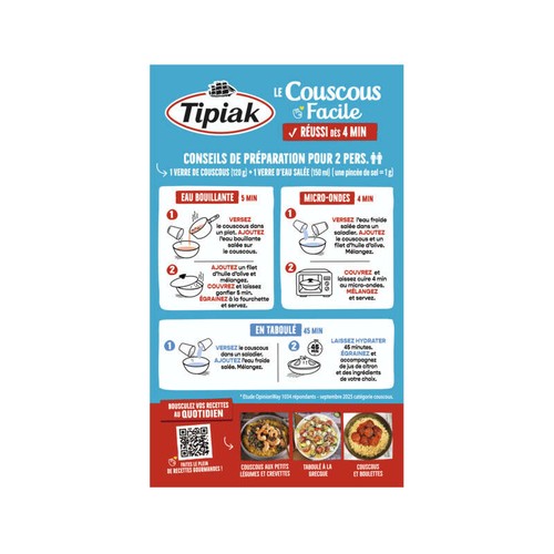 Tipiak Couscous Moyen Prêt En 4Min 500g