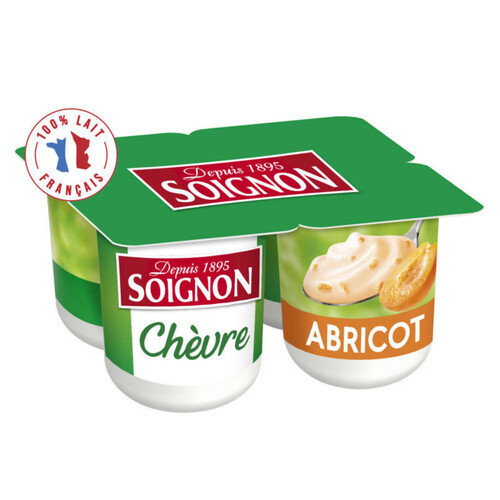 Soignon Brassé au lait de chèvre abricot 4x125g