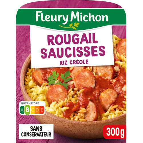 Fleury Michon rougail saucisse et riz créole Plat cuisiné 300g