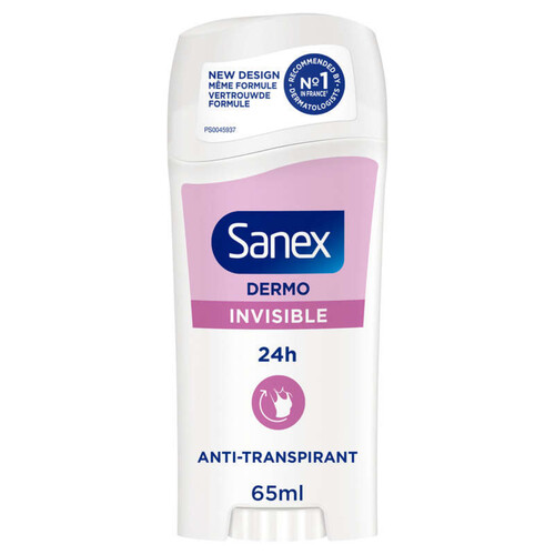 Sanex déodorant dermo invisible stick 24h - 65ml