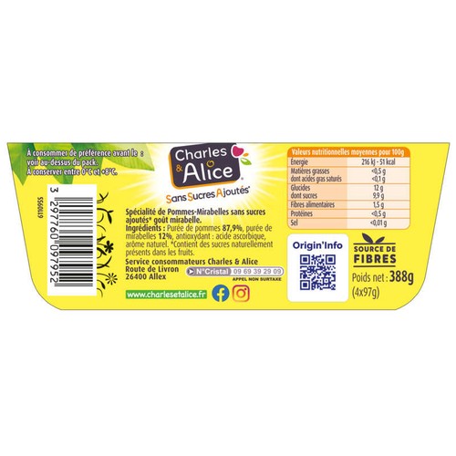 Charles & Alice Pommes Mirabelles De Lorraine 4x97g
