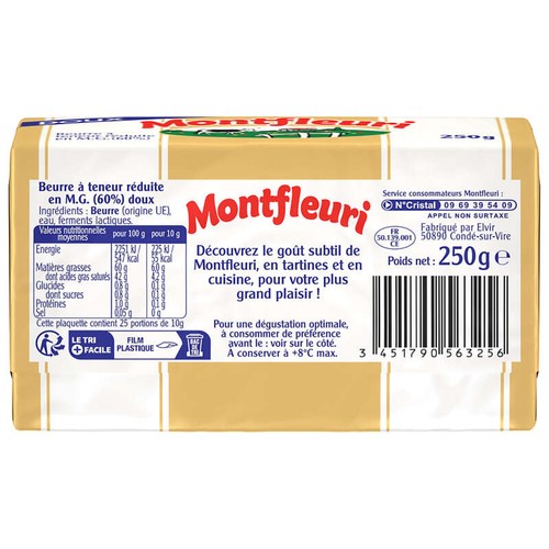 Montfleuri Beurre Doux 60% De Mg 250g
