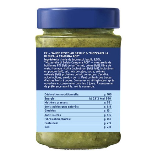 Sauce pesto au basilic et mozzarella Barilla 190g