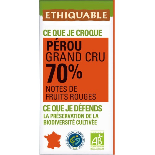 Ethiquable Chocolat Noir 70% Bio 100g