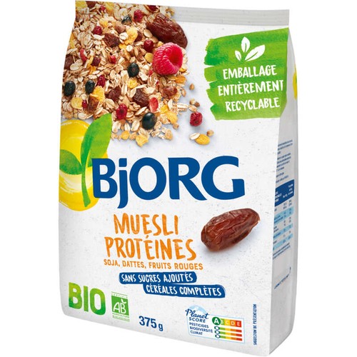 Bjorg Muesli Protéines, Soja, Dattes, Fruits Rouges, Bio 375g