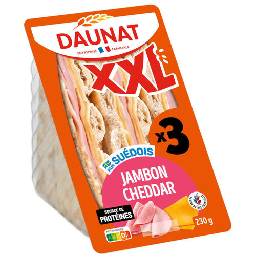 Daunat XXL Sandwich Jambon Cheddar Pain Suédois 230g