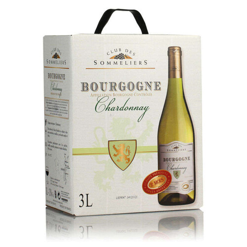 Club Des Sommeliers Chardonnay - Bourgogne - AOC - Alc 12%vol. - Vin blanc - 3l