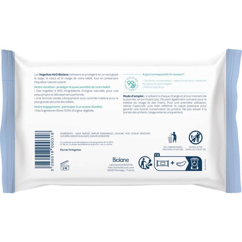 Biolane Lingettes Epaisses H2O Recharge x72