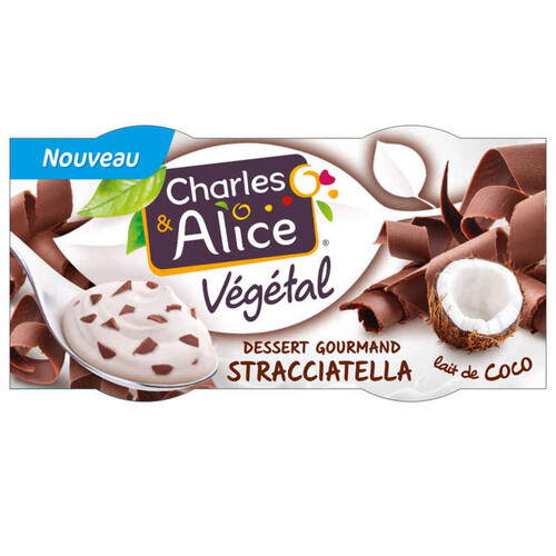 Charles & Alice végétal dessert gourmand stracciatella 2x110g