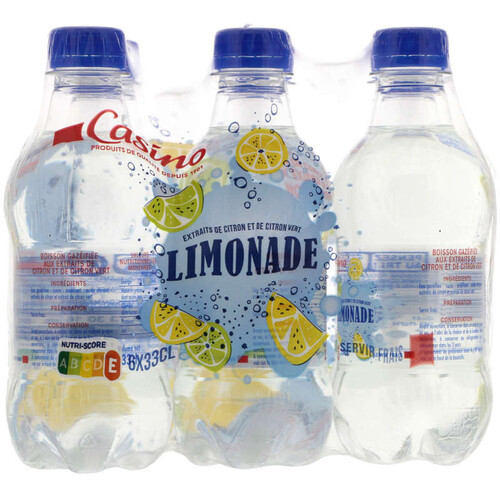 Casino Limonade Boisson gazeuse Arôme naturel de citron 6 x 33cl