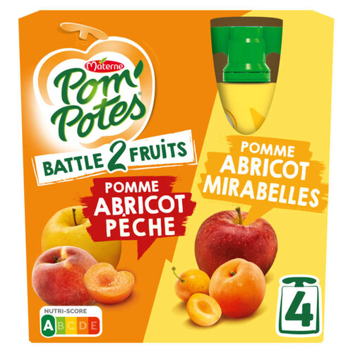 Materne Pom'Potes Pomme Abricot Pêche & Pomme Abricot Mirabelle 4x90g