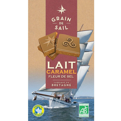 Grain de Sail Tablette de Chocolat au Lait Caramel et Fleur de Sel Bio 100g
