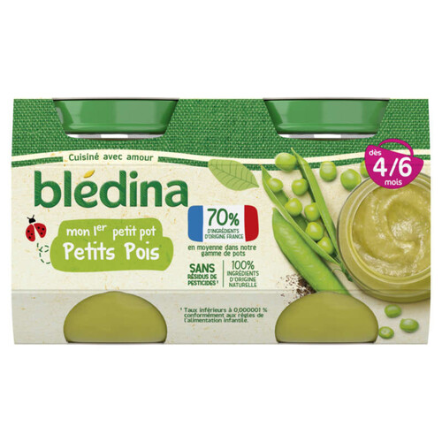 Blédina Mon 1er petit pot Petits Pois dès 4/6 mois 2x130g