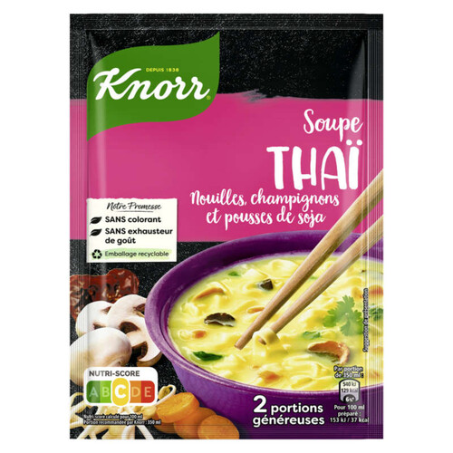 Knorr Soupe Déshydratée Thaï Nouilles Champignons Pousses de Soja 69g