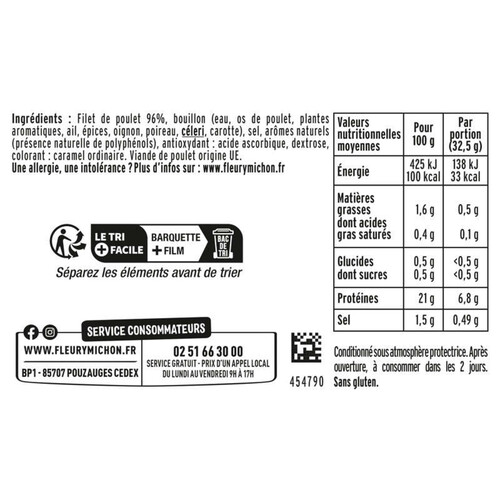 Fleury Michon Blanc De Poulet X2 Tranches 65G