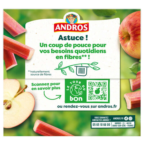Andros compote pomme rhubarbe 4x100g
