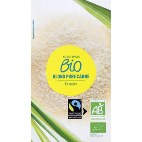 Monoprix Bio sucre en poudre pure canne le paquet de 500g