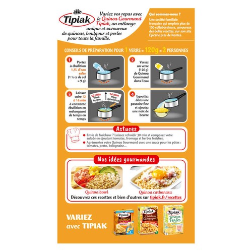 Tipiak Quinoa Gourmand 3 Quinoas & Blé Tendre 400g