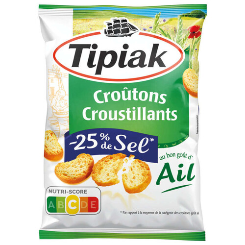Tipiak Croûtons Croustillants Goût Ail -25% De Sel 80g