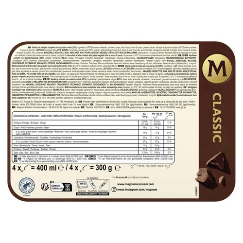 Magnum Glace classic bâtonnet 4x100ml