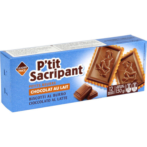 Leader price p'tit sacripant petits beurre chocolat au lait 150g