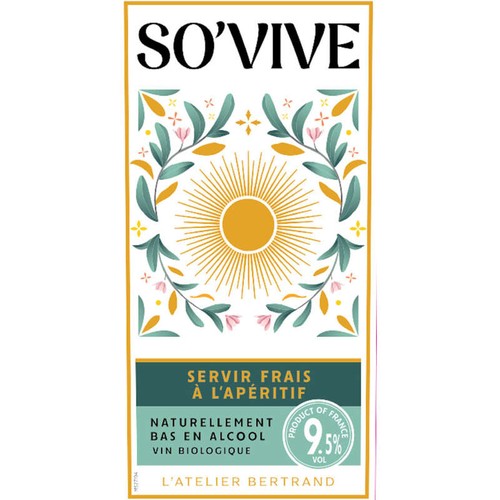 So’Vive  Vin Blanc Bas en Alcool Bio 2024 75cl