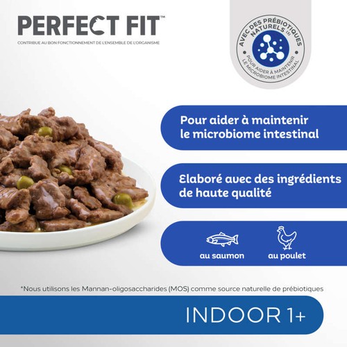 Perfect Fit Indoor Pâtée En Sauce Poulet Saumon Chat Stérilisé D'Intérieur 4X85G