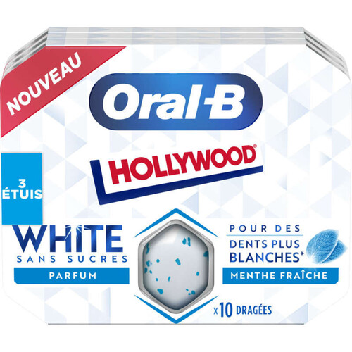 Oral-B Hollywood Chewing-gum Menthe Fraîche White 3x17g