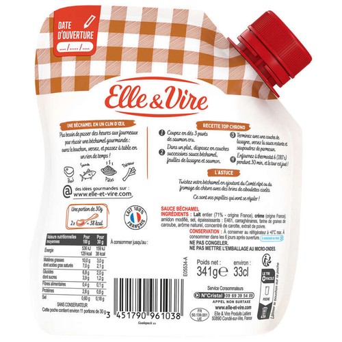Elle & Vire Sauce béchamel au lait entier format poche 33cl
