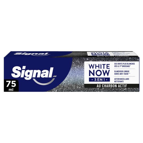 Signal White Now Dentifrice Blancheur 3en1 White Boost Charbon actif 75ml