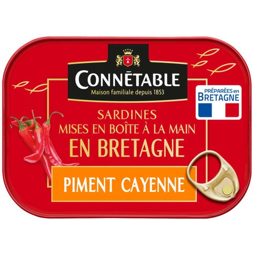 Connétable Sardines À L'Ancienne À L'Huile D'Olive Vierge Extra Au Piment De Cayenne, Fort 115g