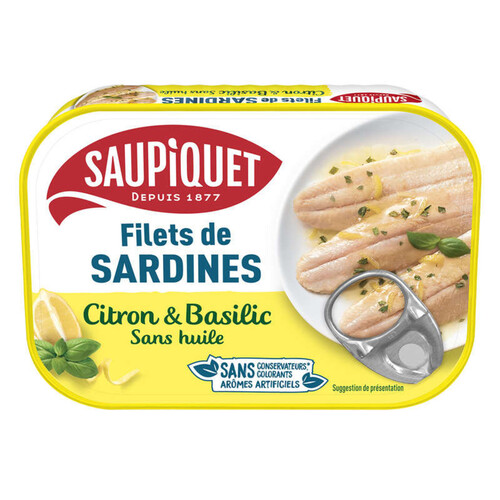 Saupiquet Filets de sardines citron-basilic sans arêtes 100g